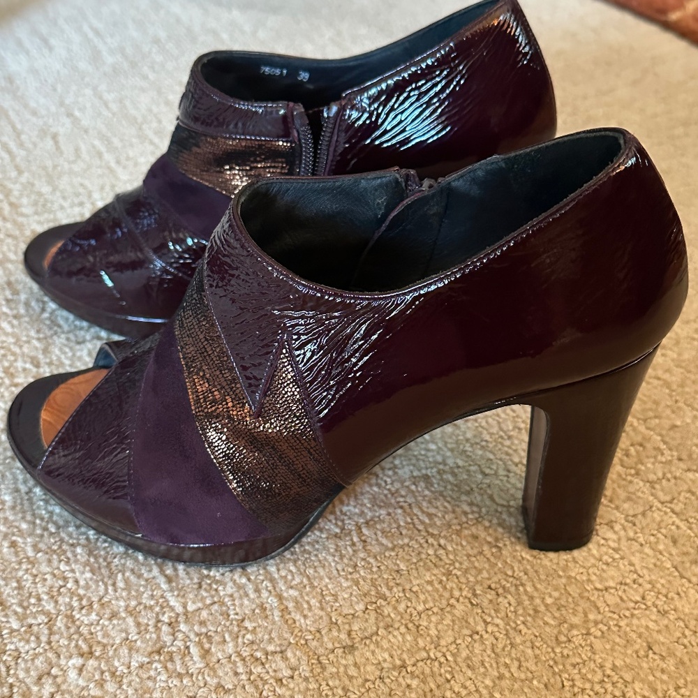 Chie Mihara Purple Open Toe Booties Size 39